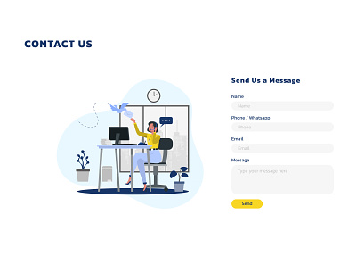Contact us - Website about us clear contact us form illustration landing page ui website white