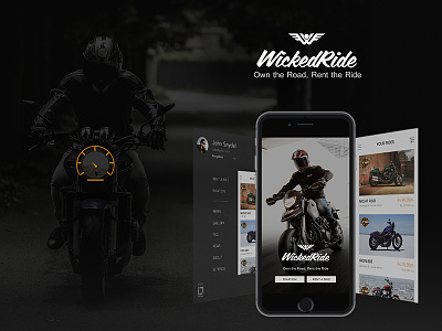 Wicked Ride - Luxury bike renting app afsal shaji app design app ui bike renting biker black theme wickedride