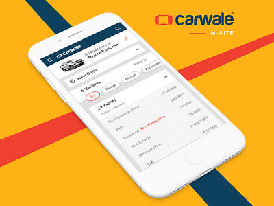 CarWale App app carwale mobile mobileapp msite ui user experience user interaction user research ux visual visualdesign website yellow