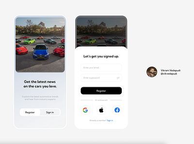 dailyUI - sign up - 001 app auto cars design graphic design illustration mobile news product design typography ui ux