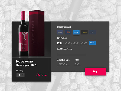 Daily UI challenge #002 - Credit Card Checkout #dailui checkout credit card online purchase ui ux wine shop