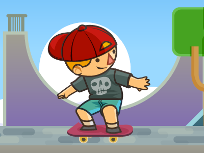 Skater Boy game skull skate sk8 character app vector character design illustration boy
