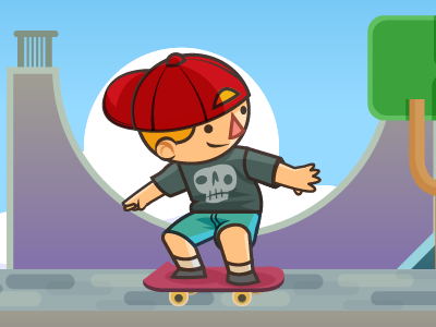 Skater Boy app boy character character design game illustration sk8 skate skull vector