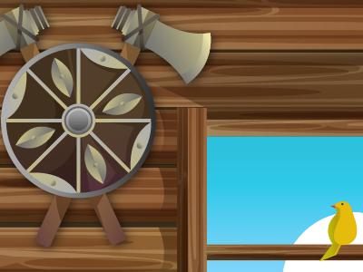 Background + Bird background app game bird shield viking wood texture illustration vector