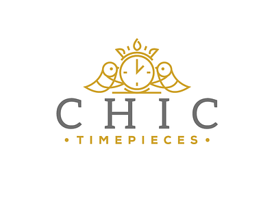 CHIC Timepieces - Logo bird brand branding chic clock flat gold illustration logo minimal time timepiece