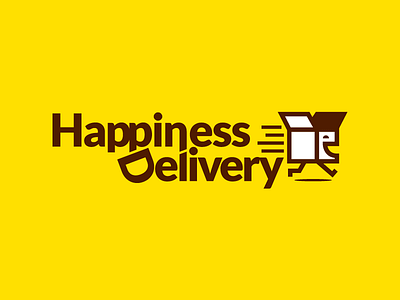 Logo Hapiness Delivery (WIP) box brand branding clean delivery design flat happiness happiness delivery happy logo yellow