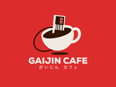 Gaijin Cafe - Nintendo + Cafe branding cafe coffee cup design flat game logo nes nintendo retro