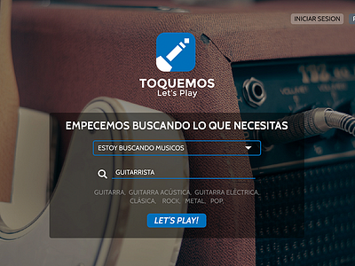 Toquemos Lets Play - Logo + Website band blue design flat logo logo design minimalist music plug website