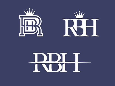 RBH Monogram crown flat logo design minimalist monogram royal
