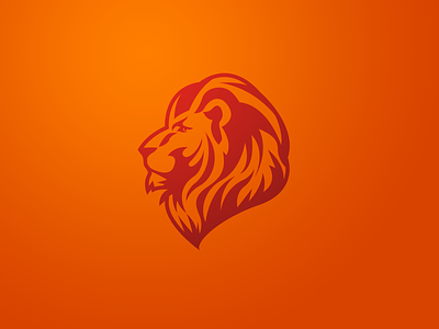 Lion animal brand branding design flat icon lion logo minimalist red