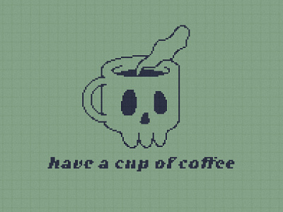 Coffee Skull Mug cartoon character design coffee coffee mug coffee skull mug graphic design illustration nokia monochrome screen nokia screen skull texture y2k