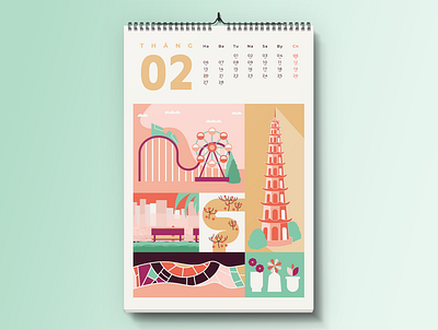 Calendar 2023 calendar district flat design graphic graphic design hanoi illustration mockup