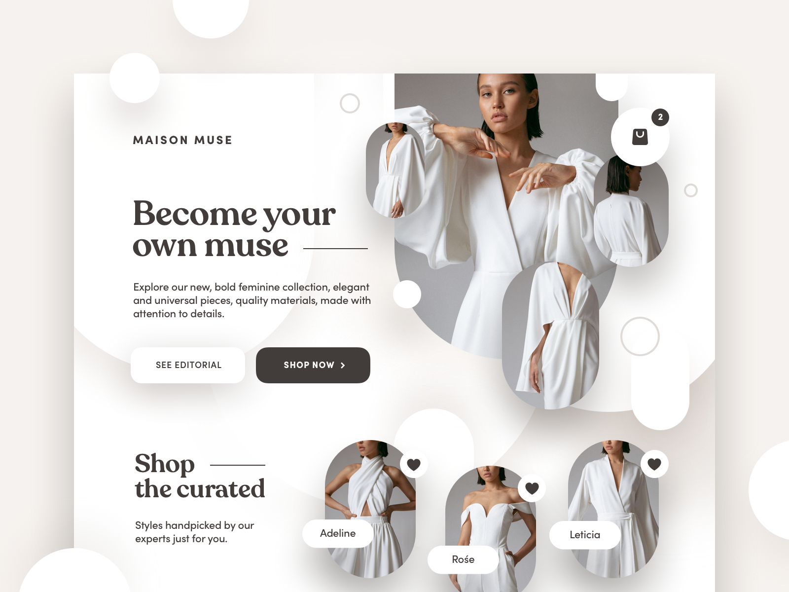 Maison Muse fashion collective ecommerce design by Diana Malewicz for ...