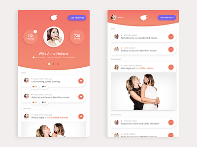 Peach - Social app redesign app design feed ios peach redesign screen social user