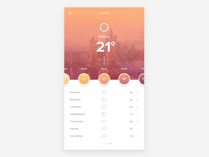 Quick weather app UI animation