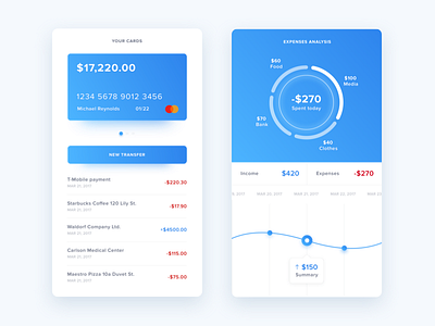 Bank account and expenses concept account bank card expenses finance finances fintech ui ux