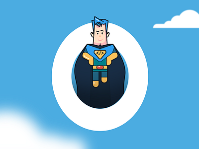 Code Hero blue cape color design flat fly illustration man sketch sky social media design superhero zero