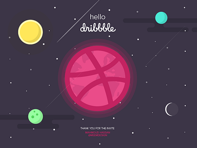 Hello Dribbble ! firstshot hello illustration invite space thanks