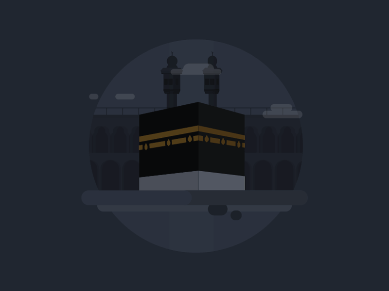 Kaaba's day and night dark day illustration islam kaaba mecca muslim night sun