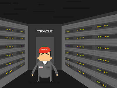 Database server black character database illustration oracle red server work