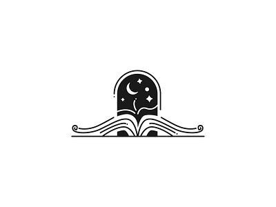 Bedtime Stories black and white book cresent design exploration illustration logo story vector