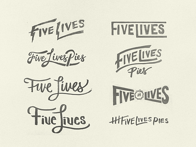 Five Lives Pies Sketches branding concept identity lettering logo logotype sketch typography