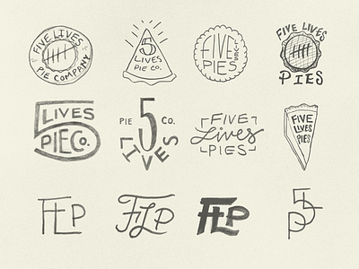 Five Lives Pies Sketches 2 badge branding concepts identity logo logotype sketch sketches