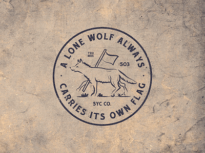 Lone Wolf badge illustration lockup type wolf