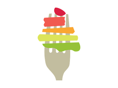 Balanced Meal food pyramid fork illustration logo nutrition