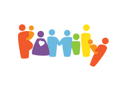 Family colorful logo people rainbow