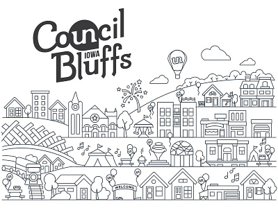 Council Bluffs 100 Block Parties Illustration