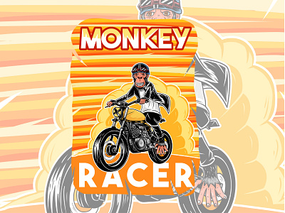 Monkey Racer apparel bicycle biker bratstyle cover story design engine garage illustration japstyle logo machine mascot motobike rider tees tshirt tshirt design wear
