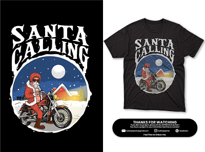 Santa calling apparel bike biker cover story design engine illustration motorbike motorgang tees tshirt wear