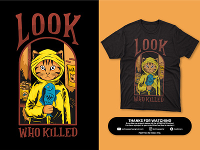 Look Who Killed apparel artwork cat cover story design digital illustration illustration katty kitty tees tshirt wear
