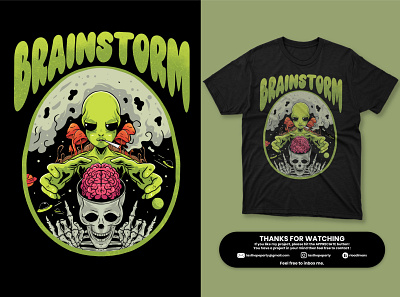Brainstorm alien apparel brain brainwash cover story design illustration tees tshirt tshirt design ufo wear