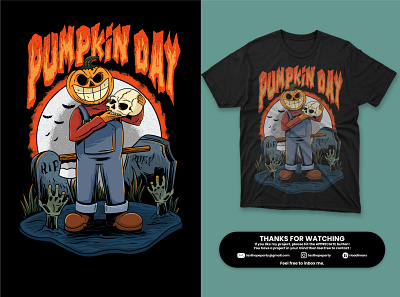 Pumkin Day apparel cover story design halloween horror illustration pumkin pumpkin head scary tees tshirt wear