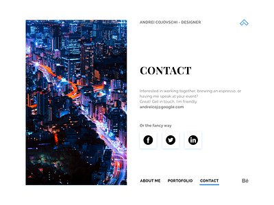 Personal Website Contact adobexd contact page cv minimal portofolio ux ui website white