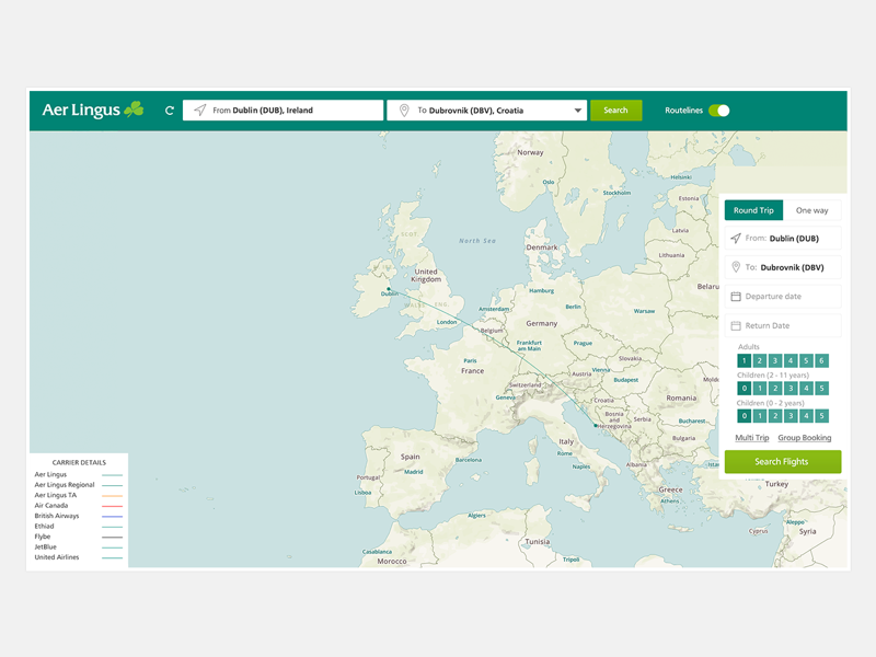 map of aer lingus routes 2018