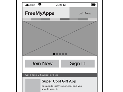 New Landing Page Wireframe ios mobile wireframe work in process
