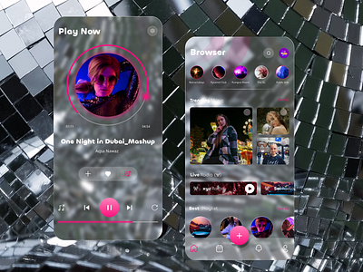 Music and concert Mobile app | Glass morphism