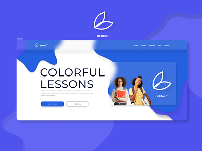 Debter - Online classes for designers blue ui course edu tech education excersise book graphic design logo students technology ui web webdesign