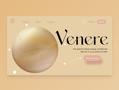 Venere branding concept design planet ui ux web design website yellow