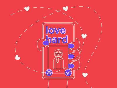 Love Hard Illustration dating app dating app illustration illustration love hard love hard illustration movie illustration netflix netflix illustration red and white swipeleft swiperight