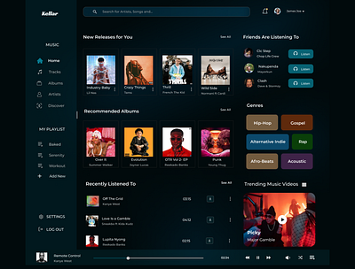 Web Music Player app design gradient linear music music app ui uiux user interface web player website