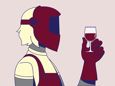 Wine + Welder character illustrator red vector welder wine woman