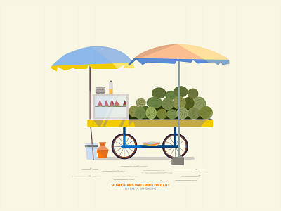 Watermelon Cart android app art character clean color design flat illustration illustrator simple vector