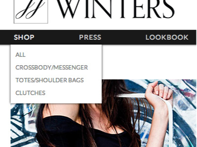 JJ Winters Website: Navigation Detail fashion website