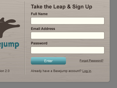 Basejump Sign Up Dialog Box app basejump button log in sign up squirrel ui wood