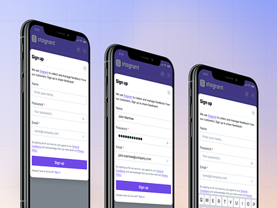 Mobile sign up / sign in pages iphone mobile monimal purple saas sign-in sign-up