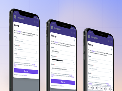 Mobile sign up / sign in pages iphone mobile monimal purple saas sign in sign up